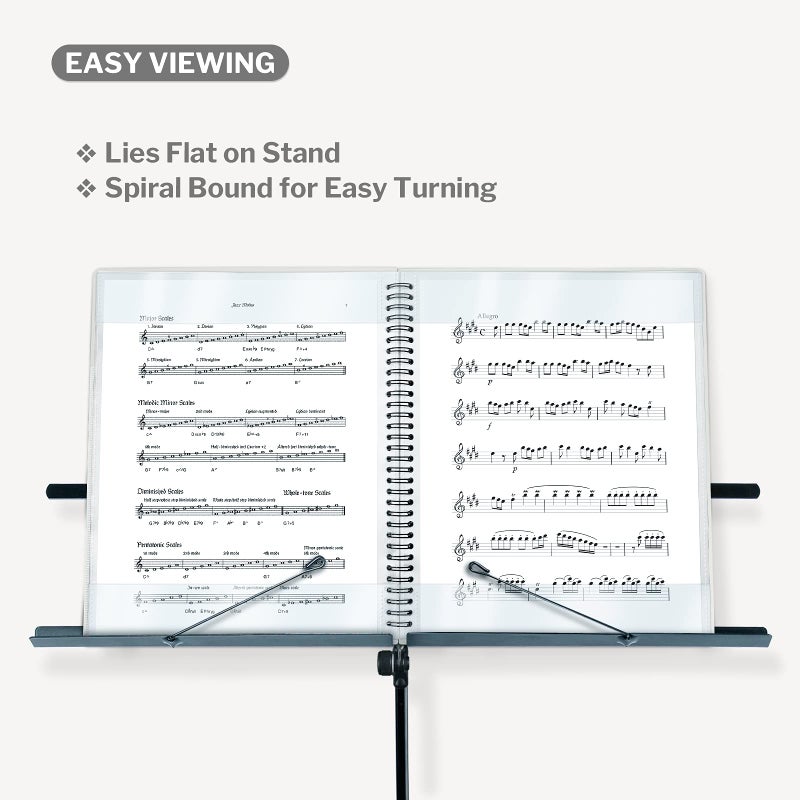 CRANBURY Sheet Music Folder 8.5x11 - Dual Use Music Holder (Black)  Store Inside 24 Protective Sleeves or Write on Exposed Pages Outside Sleeves  8.5 x 11 Spiral Notebook Binder Organizer  Lay Flat - Image 2